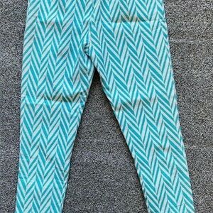 Eva Franco Turquoise: White pinwheel Striped Pants-Milo Anthropologie Pant NWT